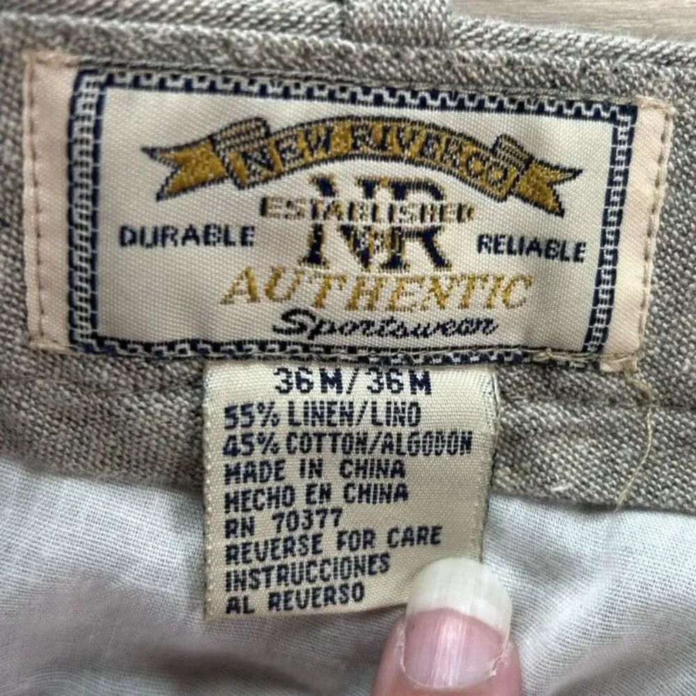 Vtg Mens Tan Linen Trousers Sz 36M Capsule Office Neutral Classic Summer Cotton